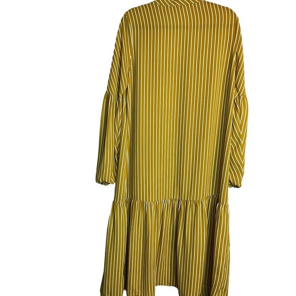 V ery j Striped Woven Duster Long Puff Sleeve,Ruffled Hem Line for - Picture 8 of 14